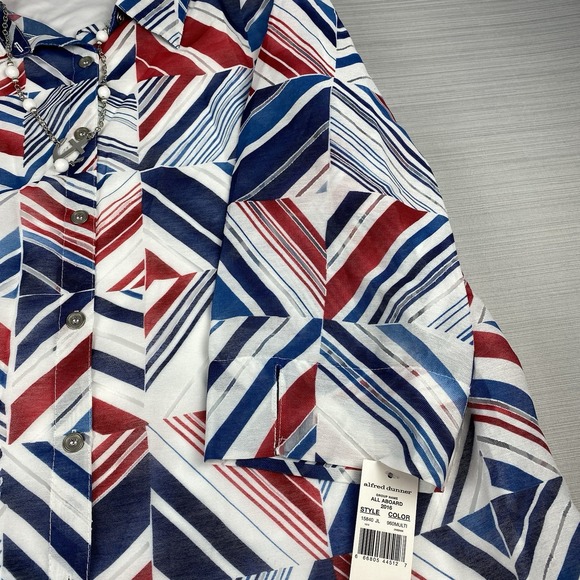 Alfred Dunner Button Up Blouse Women's 22W Red White & Blue 3/4 Sleeve NWT - Picture 5 of 15